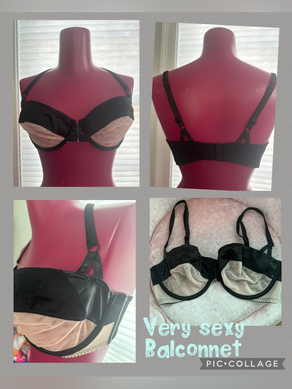 Victoria’s Secret Very Sexy Balconnet bra in black and blush. 36D vintage